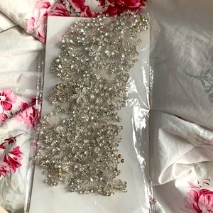 Etsy crystal hair piece silver